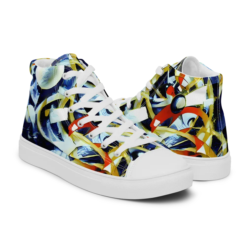 Sapphire Sparks on Women's High Top Canvas Shoes — Right