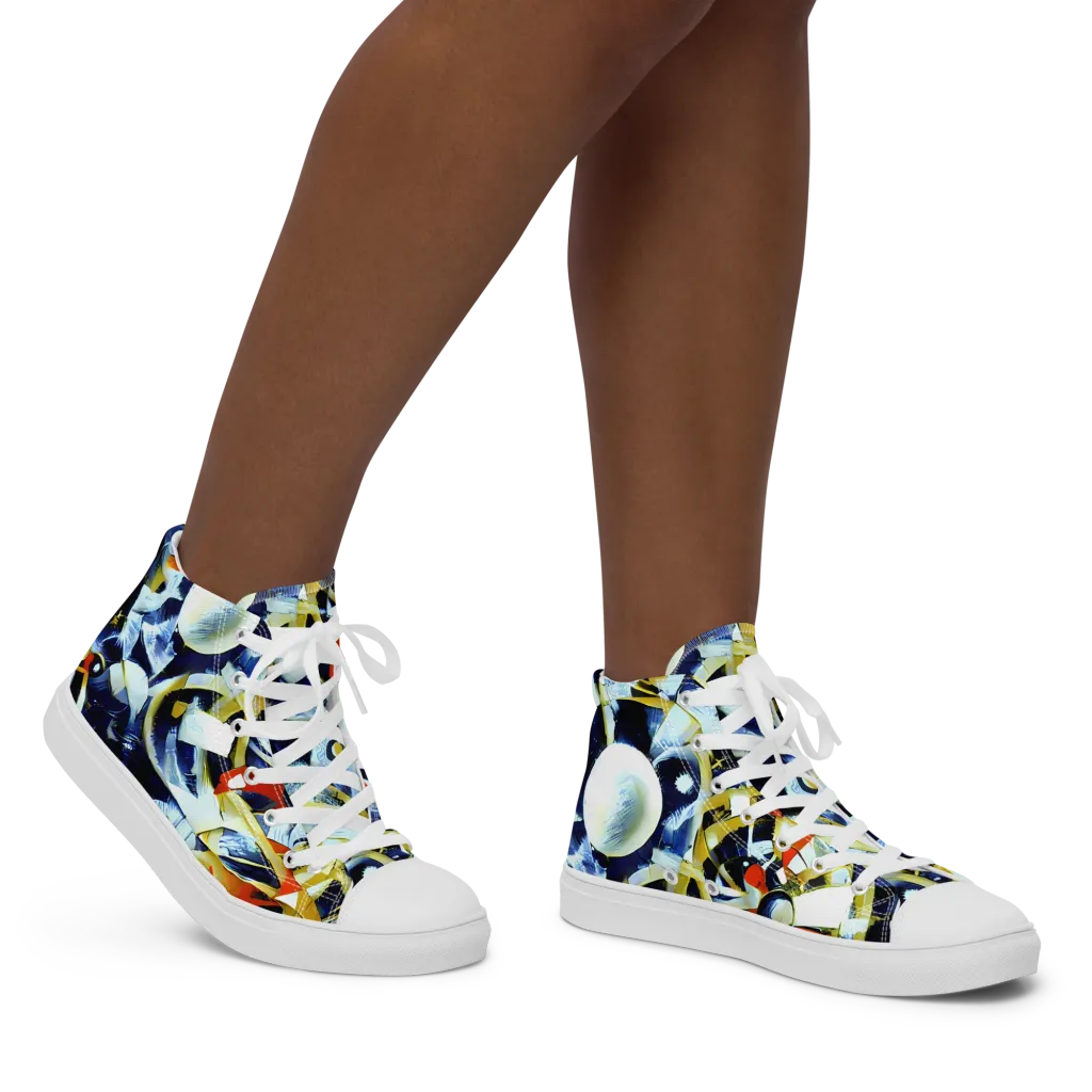 Sapphire Sparks on Women's High Top Canvas Shoes — Right