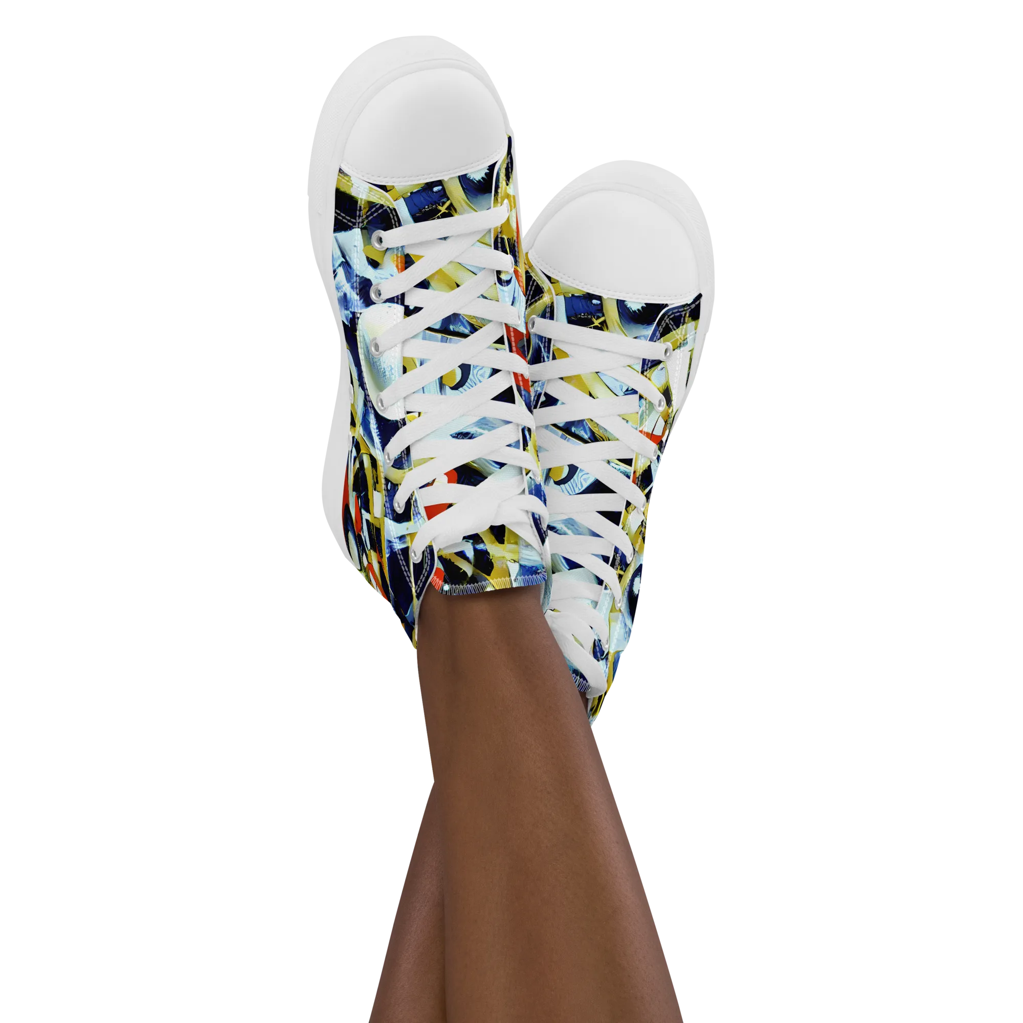 Sapphire Sparks on Women's High Top Canvas Shoes — Front