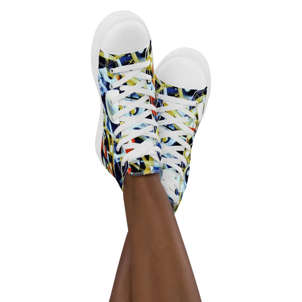 Sapphire Sparks on Women's High Top Canvas Shoes — Front