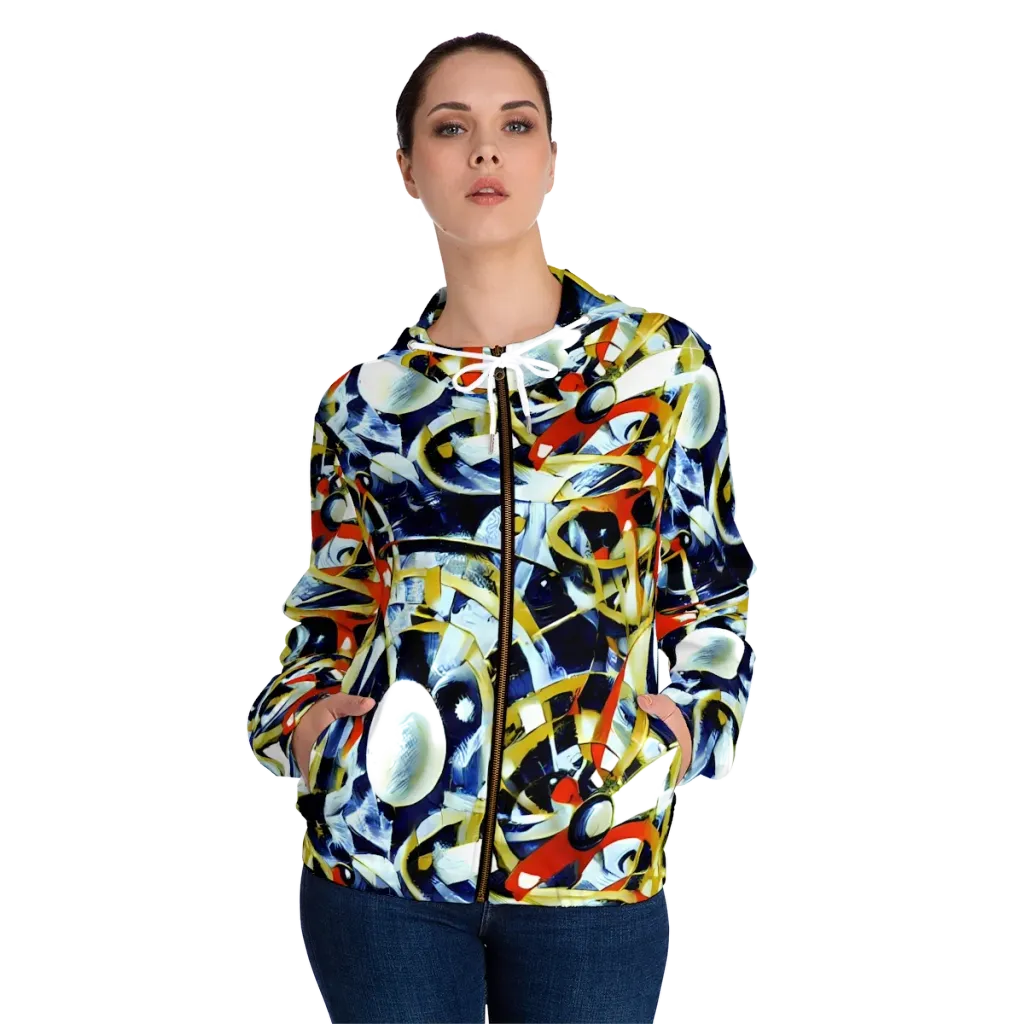 Sapphire Sparks on Women's Full-Zip Hoodie — Front On Person