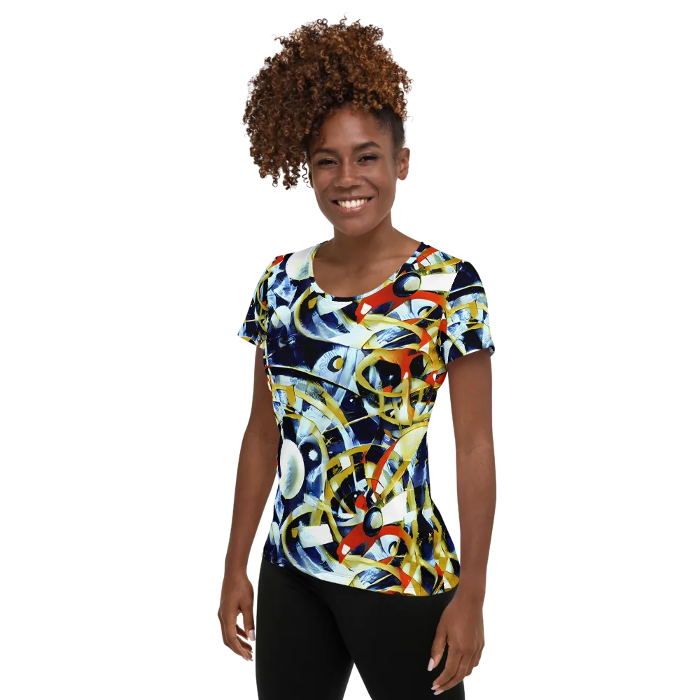 Sapphire Sparks on Women's Athletic T-Shirt — Left