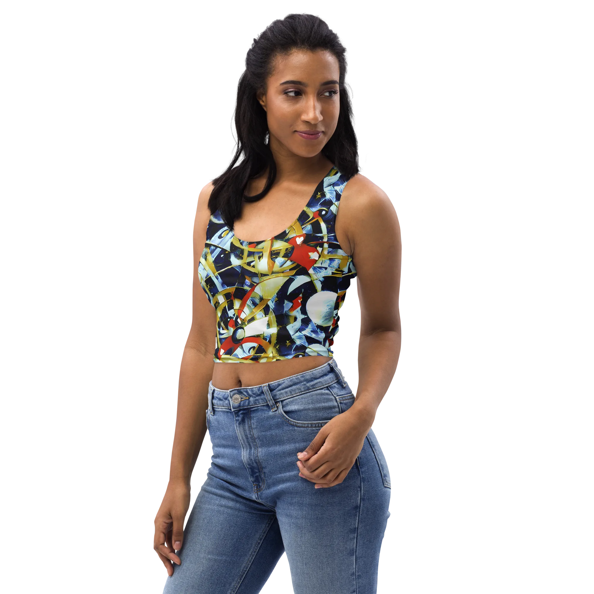 Sapphire Sparks on Crop Top — Left Front
