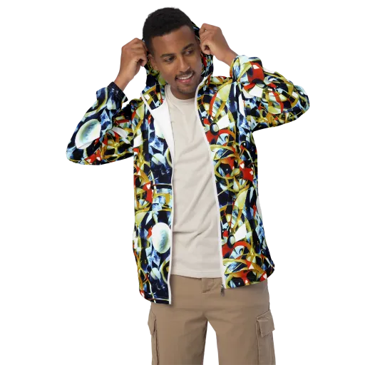 Sapphire Sparks on a Men's Windbreaker