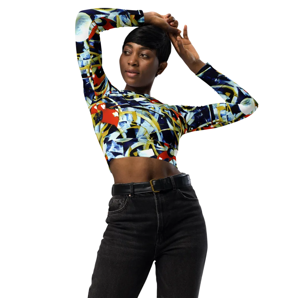 Sapphire Sparks on Long Sleeve Crop Top — Front