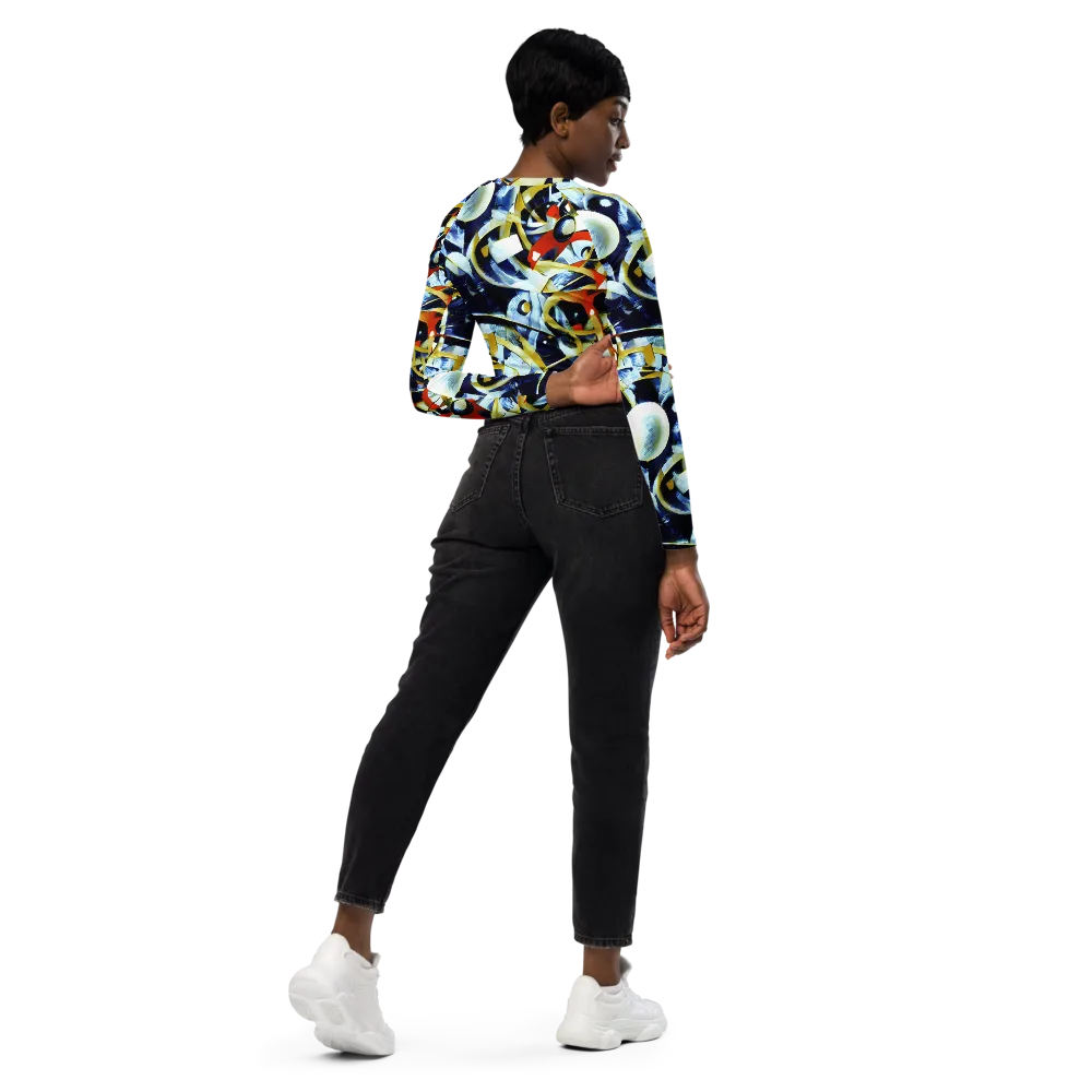 Sapphire Sparks on Long Sleeve Crop Top — Right Back