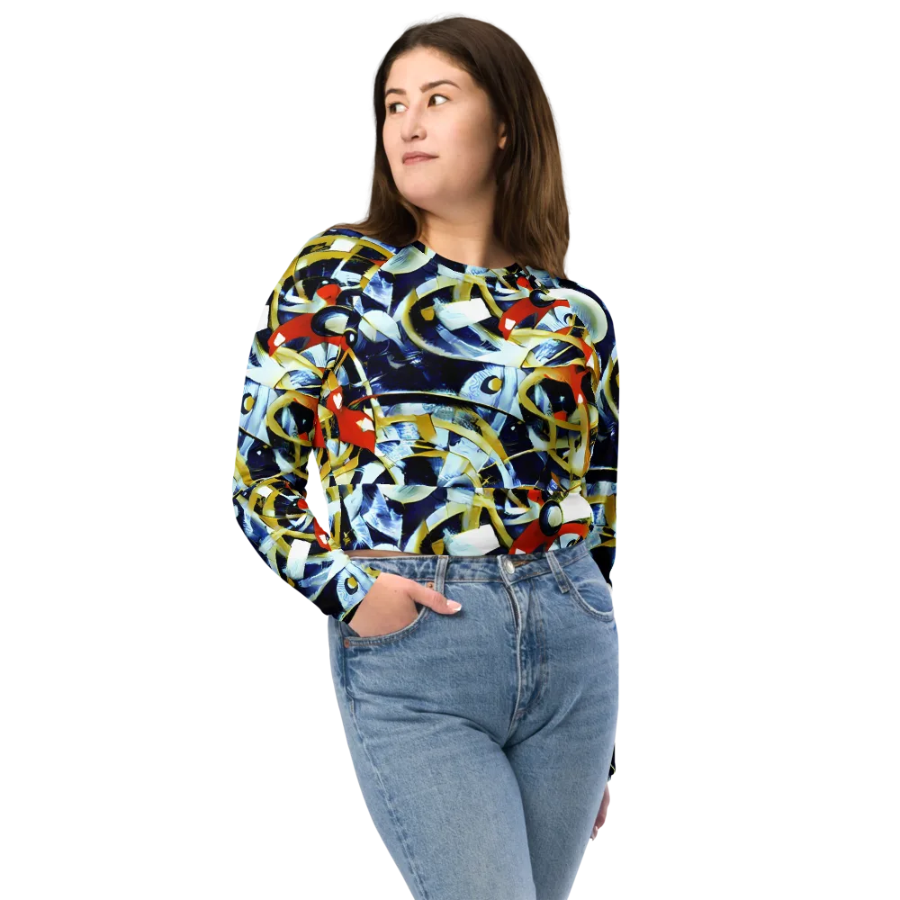 Sapphire Sparks on Long Sleeve Crop Top — Front