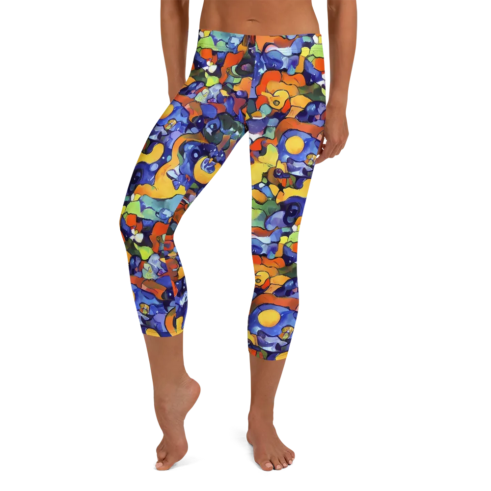 Tangerine Tangle on Capri Leggings — Front