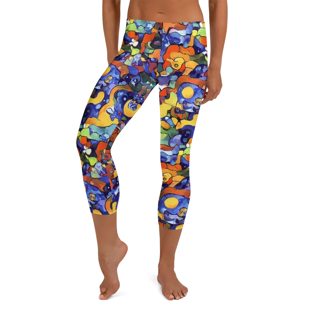 Tangerine Tangle on Capri Leggings — Front
