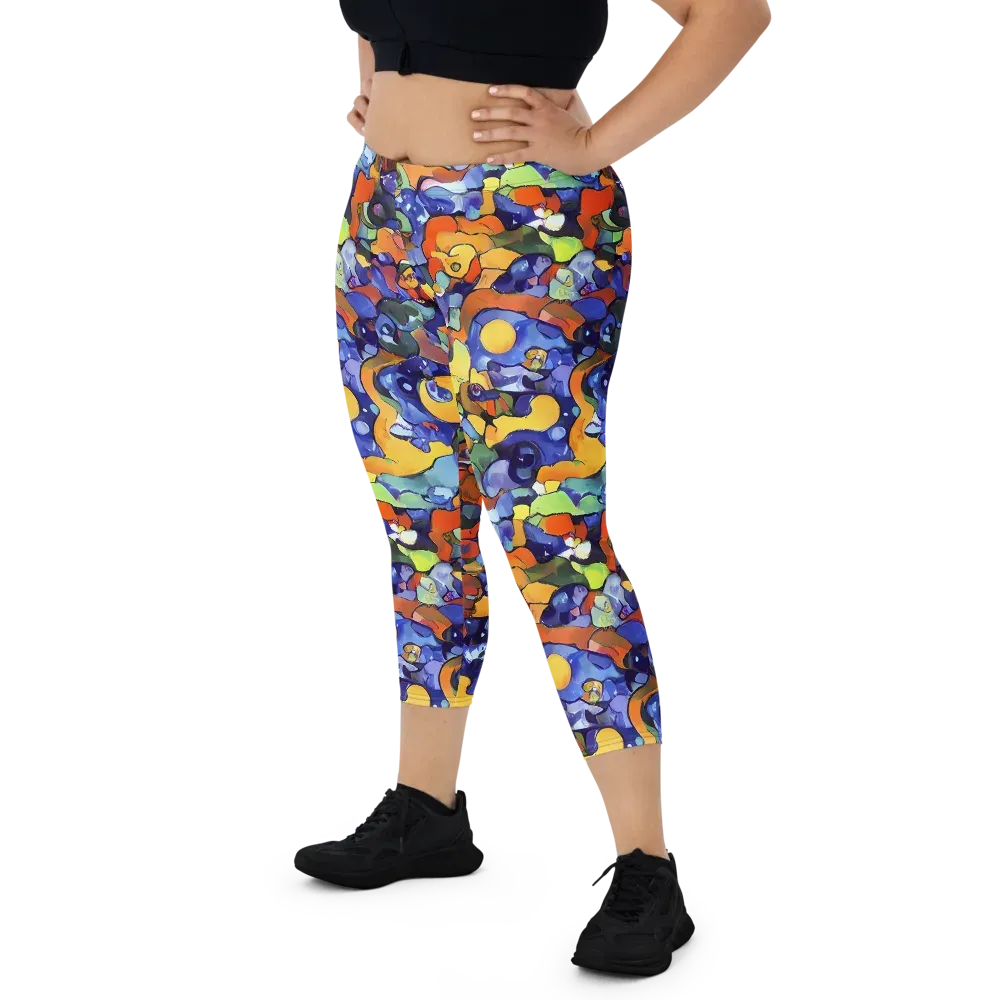 Tangerine Tangle on Capri Leggings — Front