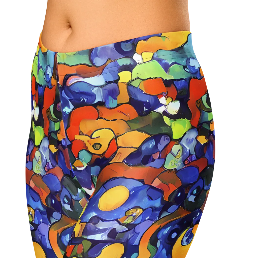 Tangerine Tangle on Capri Leggings — Zoomed-in