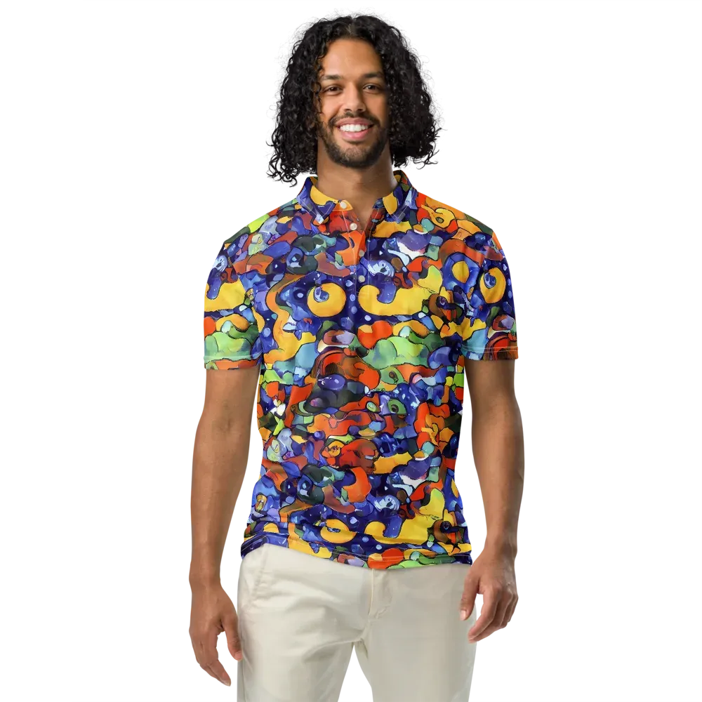 Tangerine Tangle on Men's Slim Fit Polo Shirt — Front