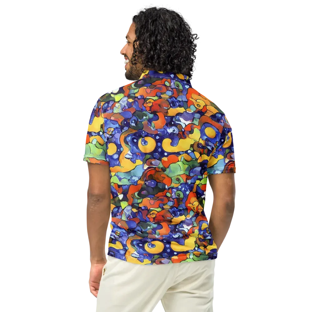 Tangerine Tangle on Men's Slim Fit Polo Shirt — Back