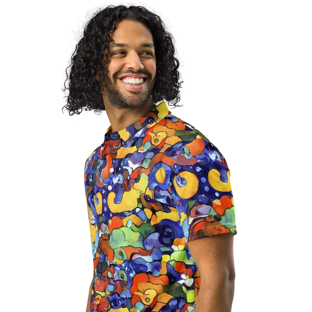 Tangerine Tangle on Men's Slim Fit Polo Shirt — Left Front