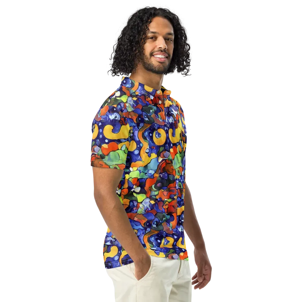 Tangerine Tangle on Men's Slim Fit Polo Shirt — Right Front
