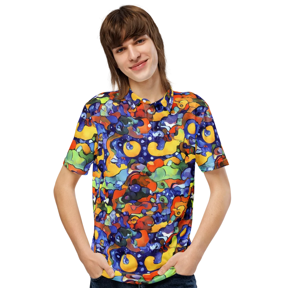 Tangerine Tangle on Men's Slim Fit Polo Shirt — Front