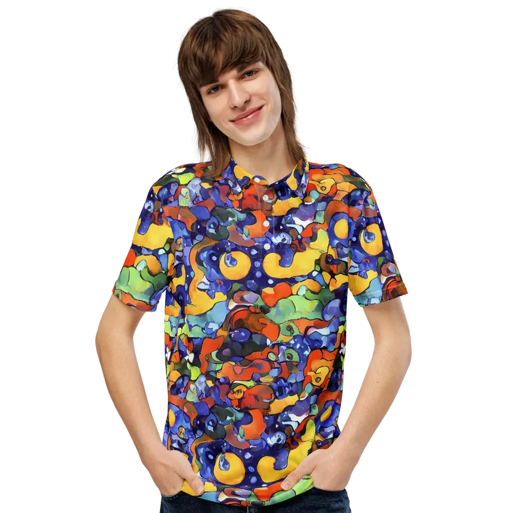Tangerine Tangle on Men's Slim Fit Polo Shirt — Front