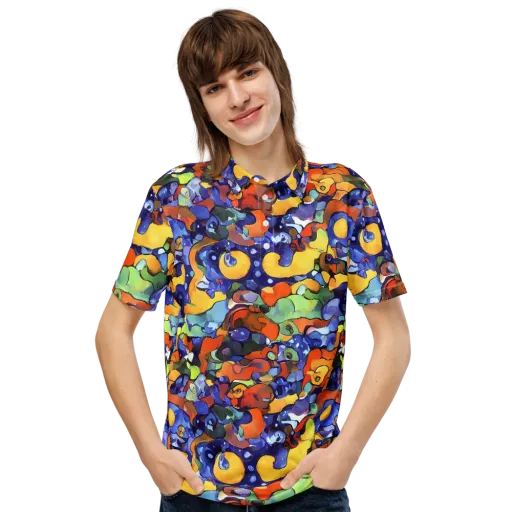 Tangerine Tangle on a Men's Slim Fit Polo Shirt