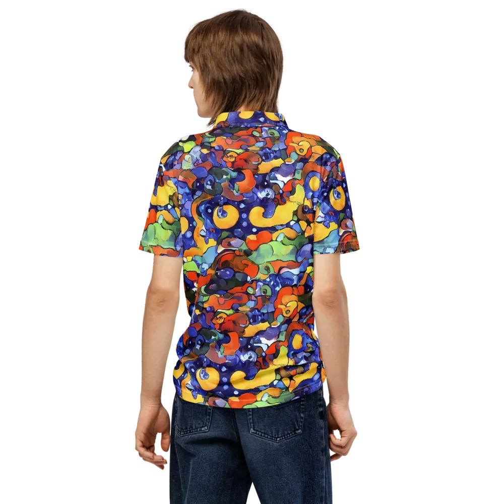 Tangerine Tangle on Men's Slim Fit Polo Shirt — Back