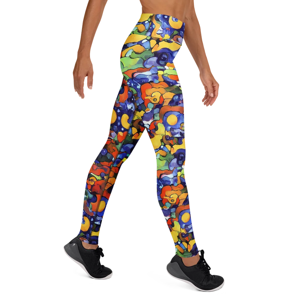Tangerine Tangle on Yoga Leggings — Right