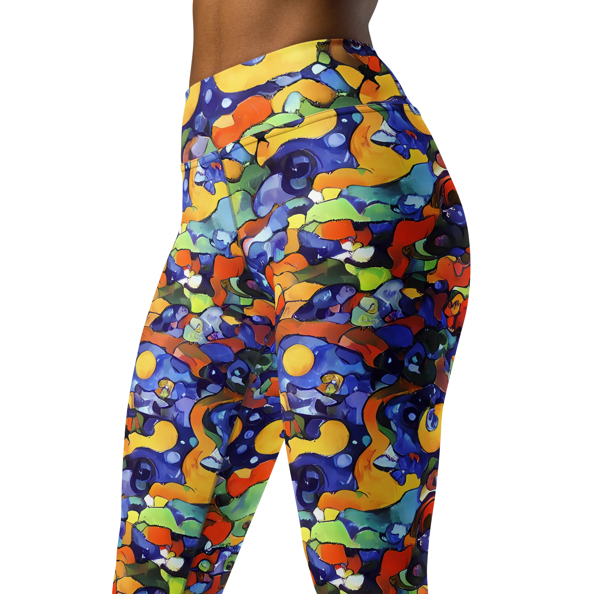 Tangerine Tangle on Yoga Leggings — Left Front