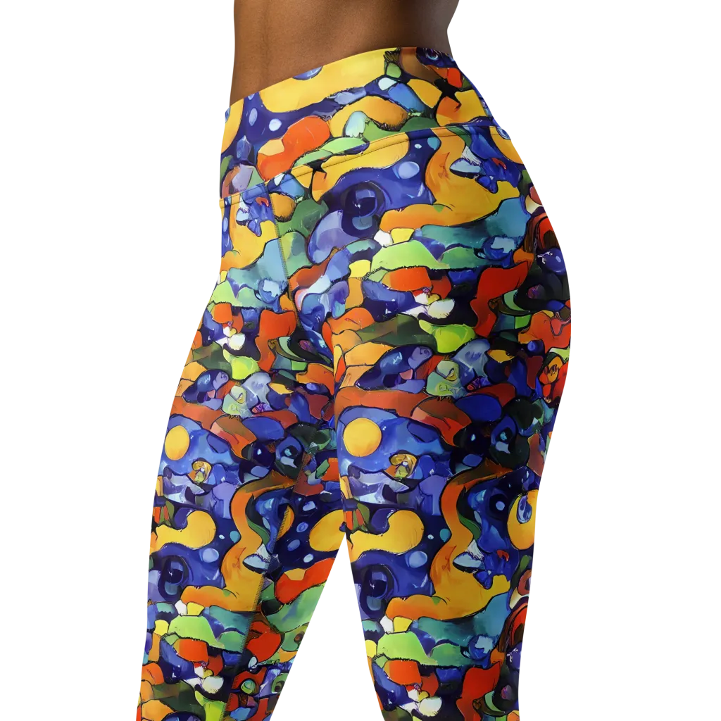 Tangerine Tangle on Yoga Leggings — Left Front