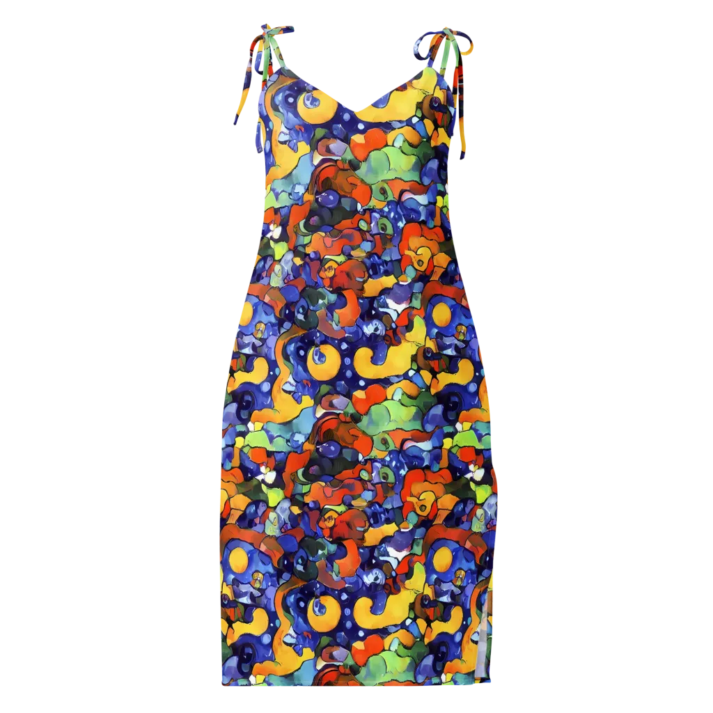 Tangerine Tangle on Slip Dress — Front