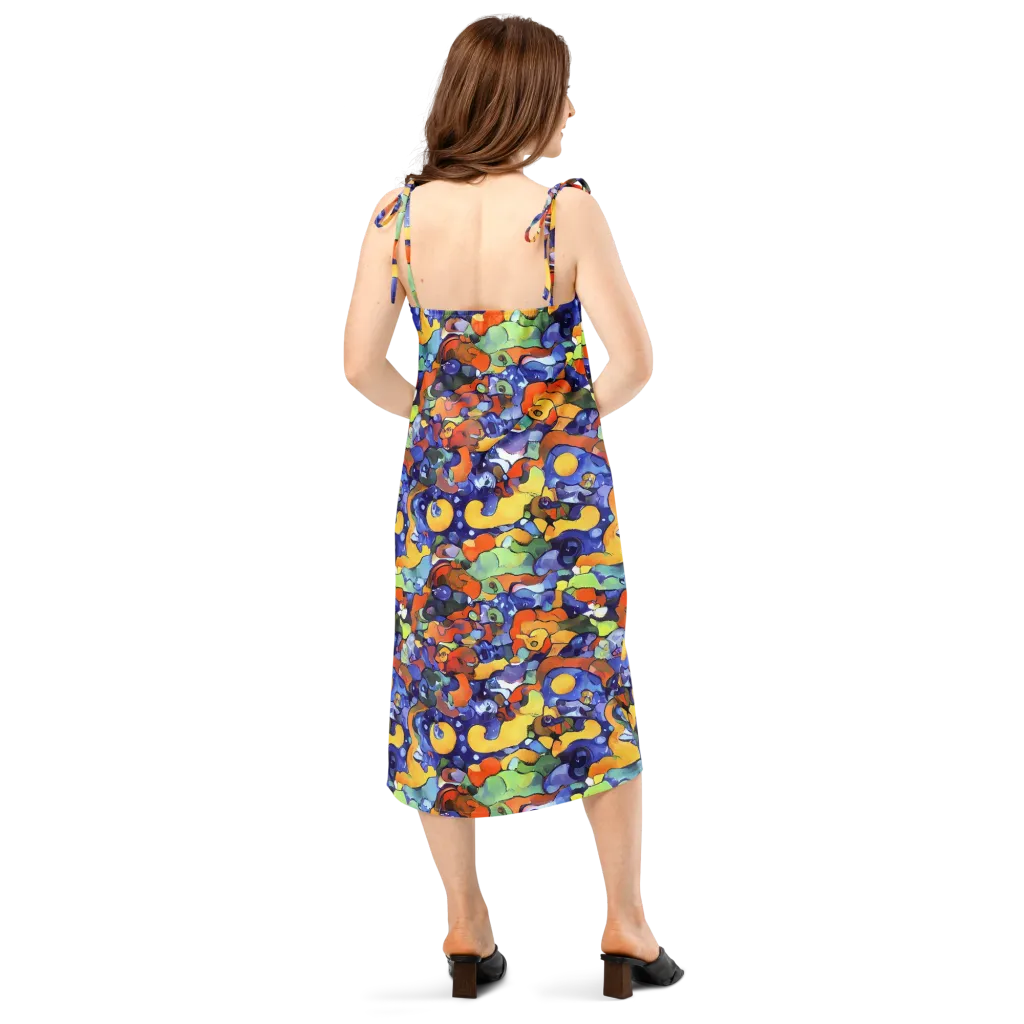 Tangerine Tangle on Slip Dress — Back