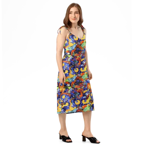 Tangerine Tangle on a Slip Dress