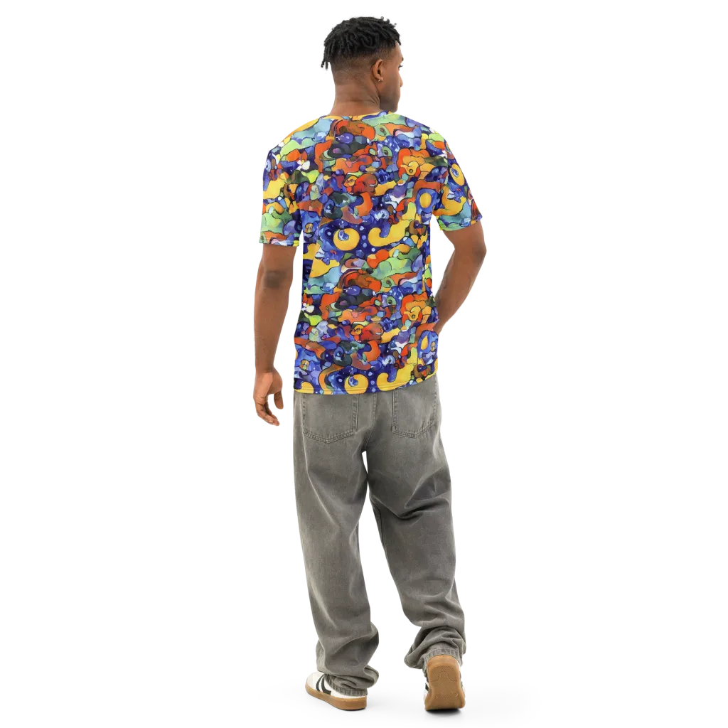 Tangerine Tangle on Men's Cotton Crew Neck T-Shirt — Back