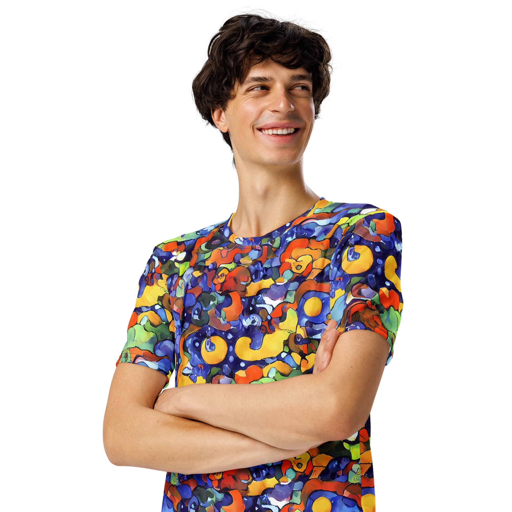 Tangerine Tangle on Men's Crew Neck T-Shirt — Left Front