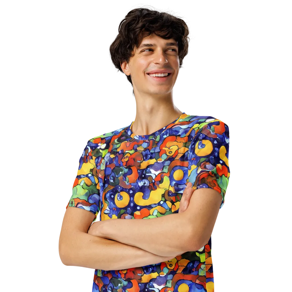 Tangerine Tangle on Men's Crew Neck T-Shirt — Left Front
