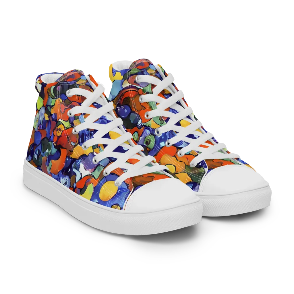 Tangerine Tangle on Men's High Top Canvas Shoes — Right Front