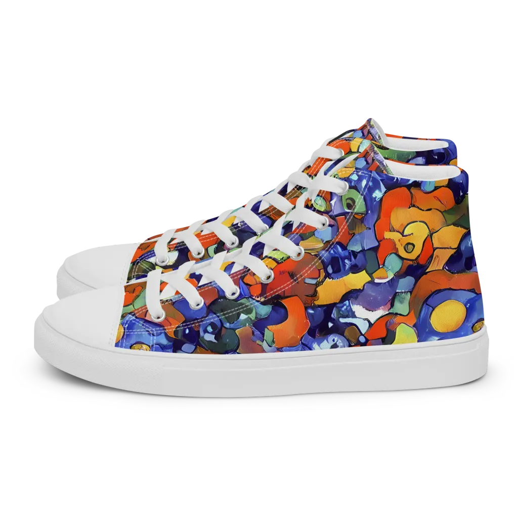 Tangerine Tangle on Men's High Top Canvas Shoes — Left