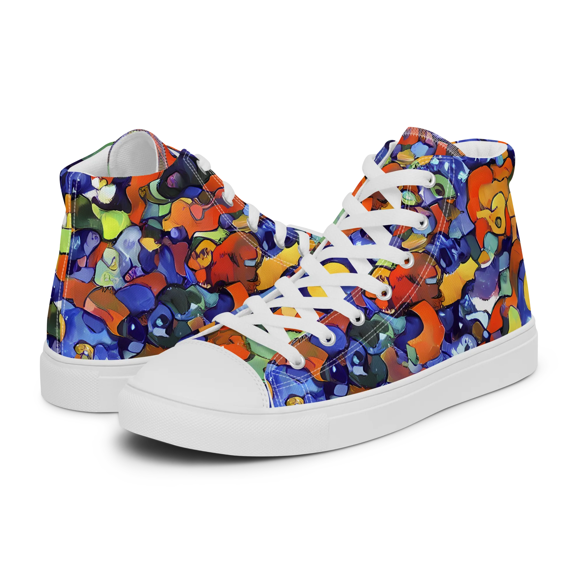 Tangerine Tangle on Men's High Top Canvas Shoes — Left