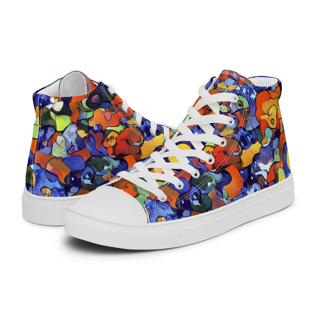Tangerine Tangle on Men's High Top Canvas Shoes — Left