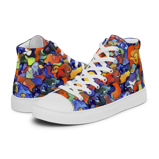 Tangerine Tangle on a Men's High Top Canvas Shoes
