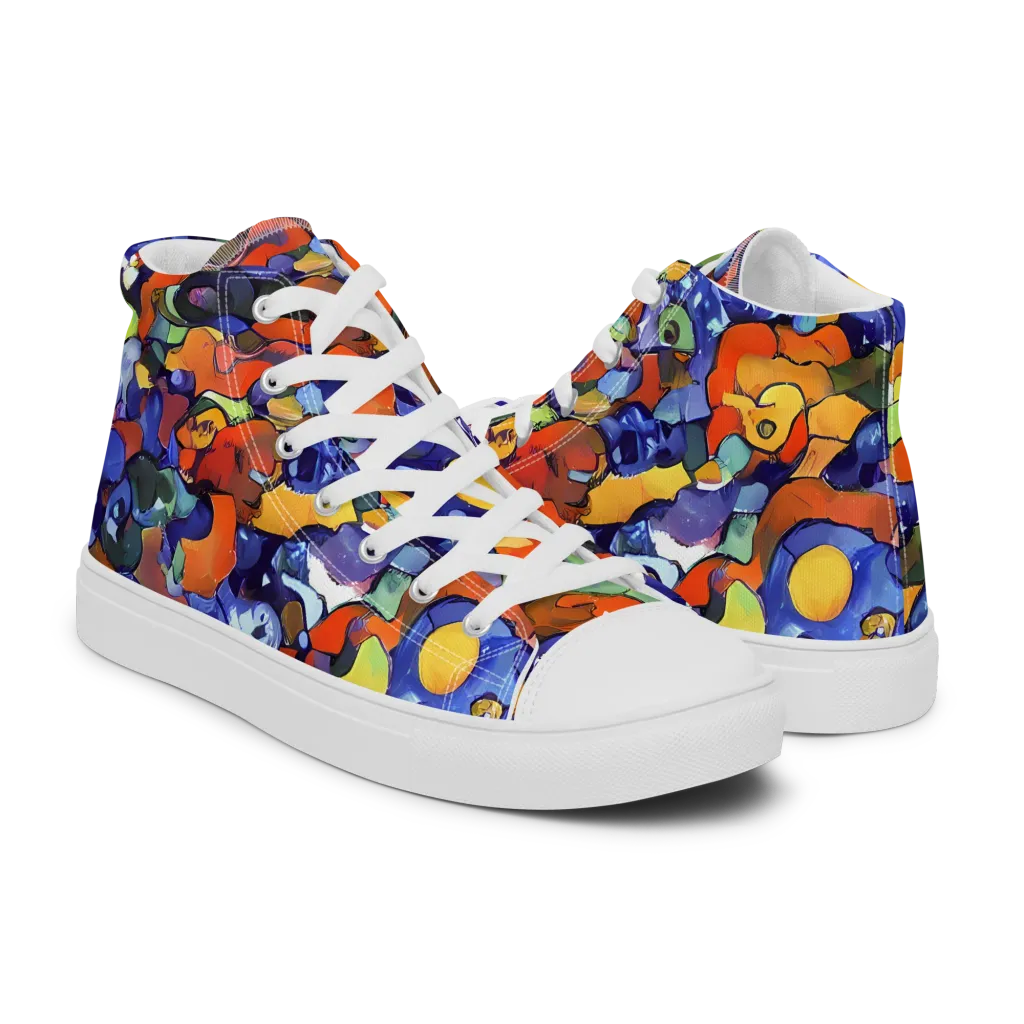 Tangerine Tangle on Men's High Top Canvas Shoes — Right