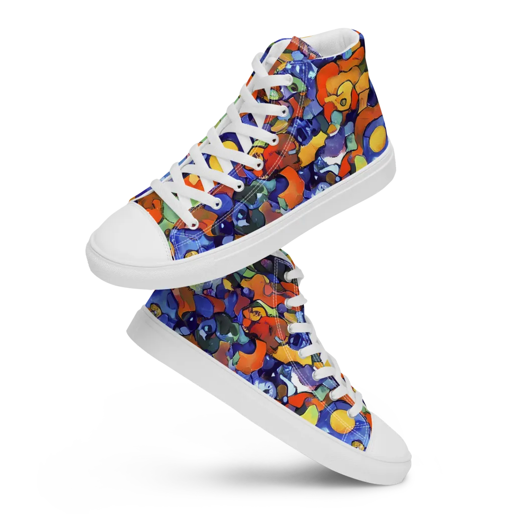 Tangerine Tangle on Men's High Top Canvas Shoes — Front
