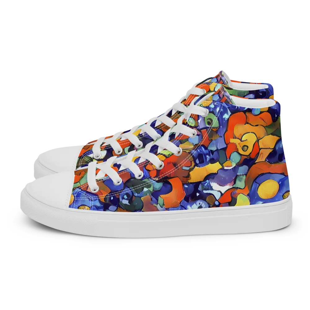 Tangerine Tangle on Women's High Top Canvas Shoes — Left