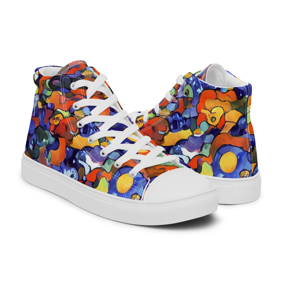 Tangerine Tangle on Women's High Top Canvas Shoes — Right