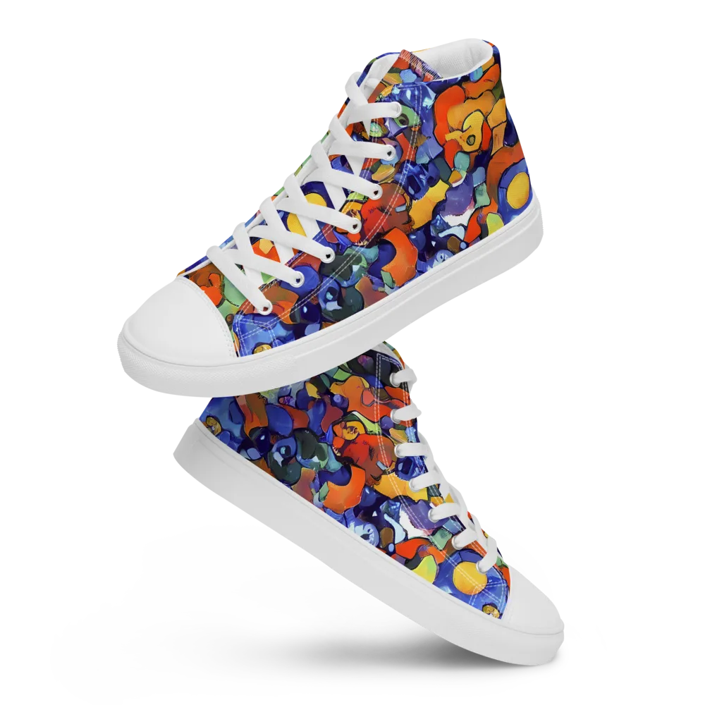 Tangerine Tangle on Women's High Top Canvas Shoes — Front