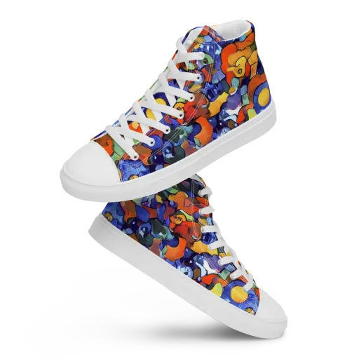 Tangerine Tangle on a Women's High Top Canvas Shoes