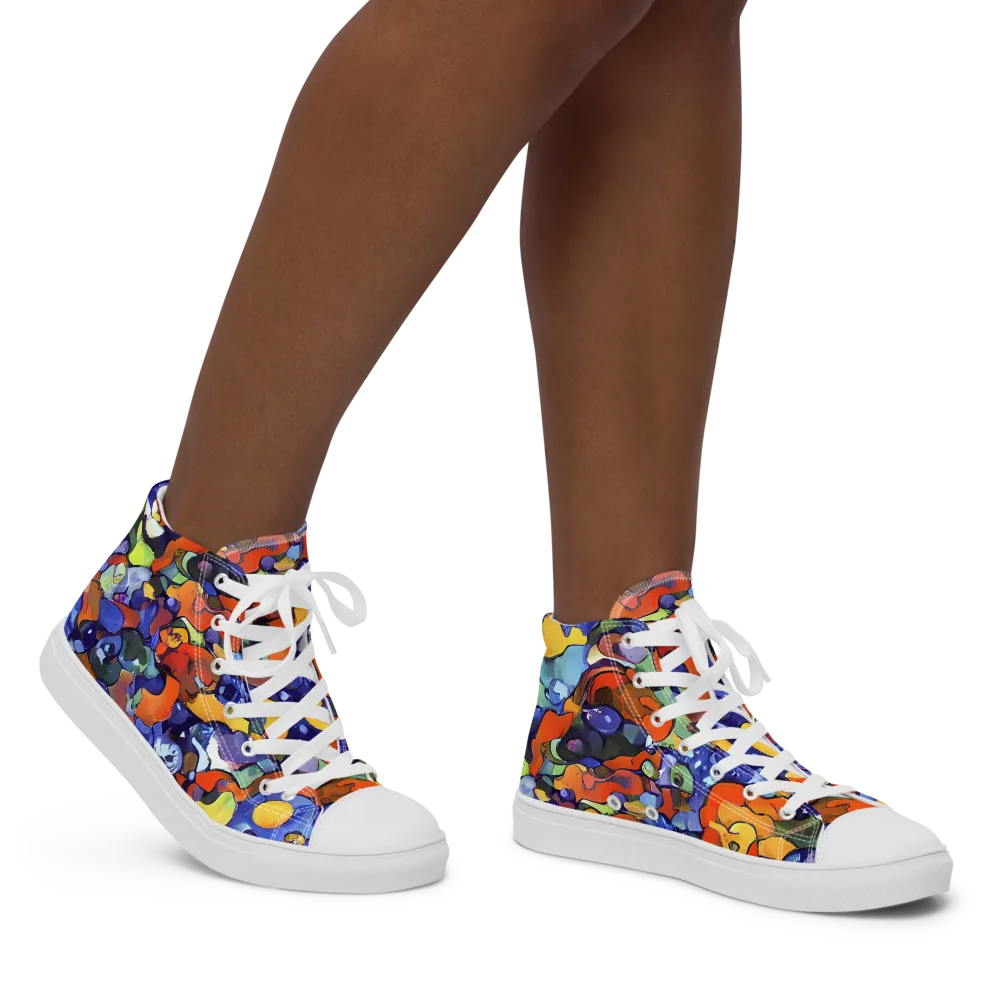 Tangerine Tangle on Women's High Top Canvas Shoes — Right
