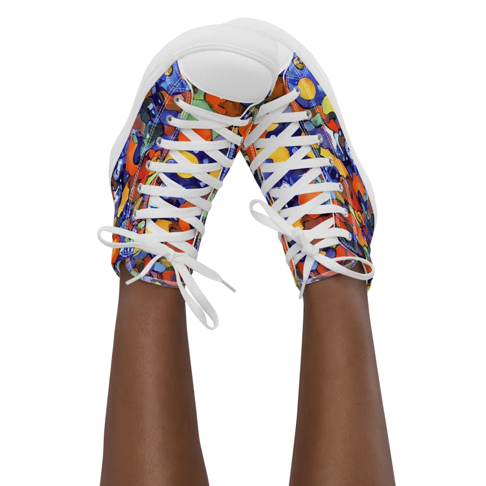 Tangerine Tangle on Women's High Top Canvas Shoes — Front