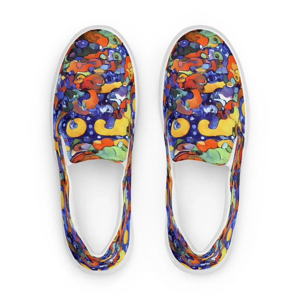 Tangerine Tangle on Men's Slip-On Canvas Shoes — Front