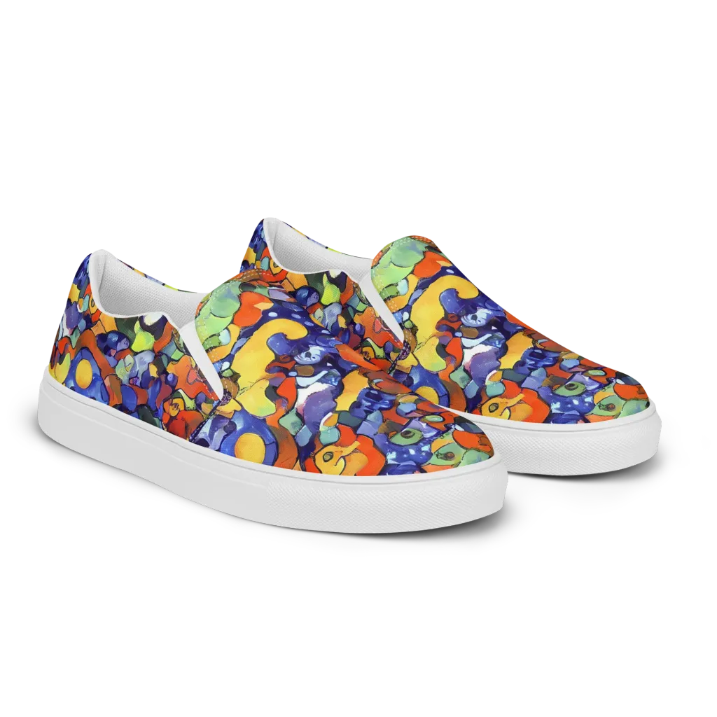 Tangerine Tangle on Men's Slip-On Canvas Shoes — Right Front