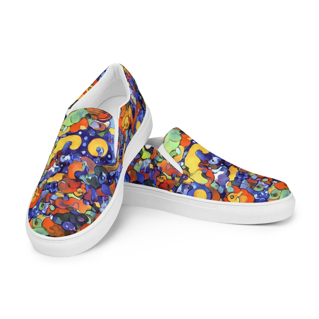 Tangerine Tangle on Men's Slip-On Canvas Shoes — Left Front