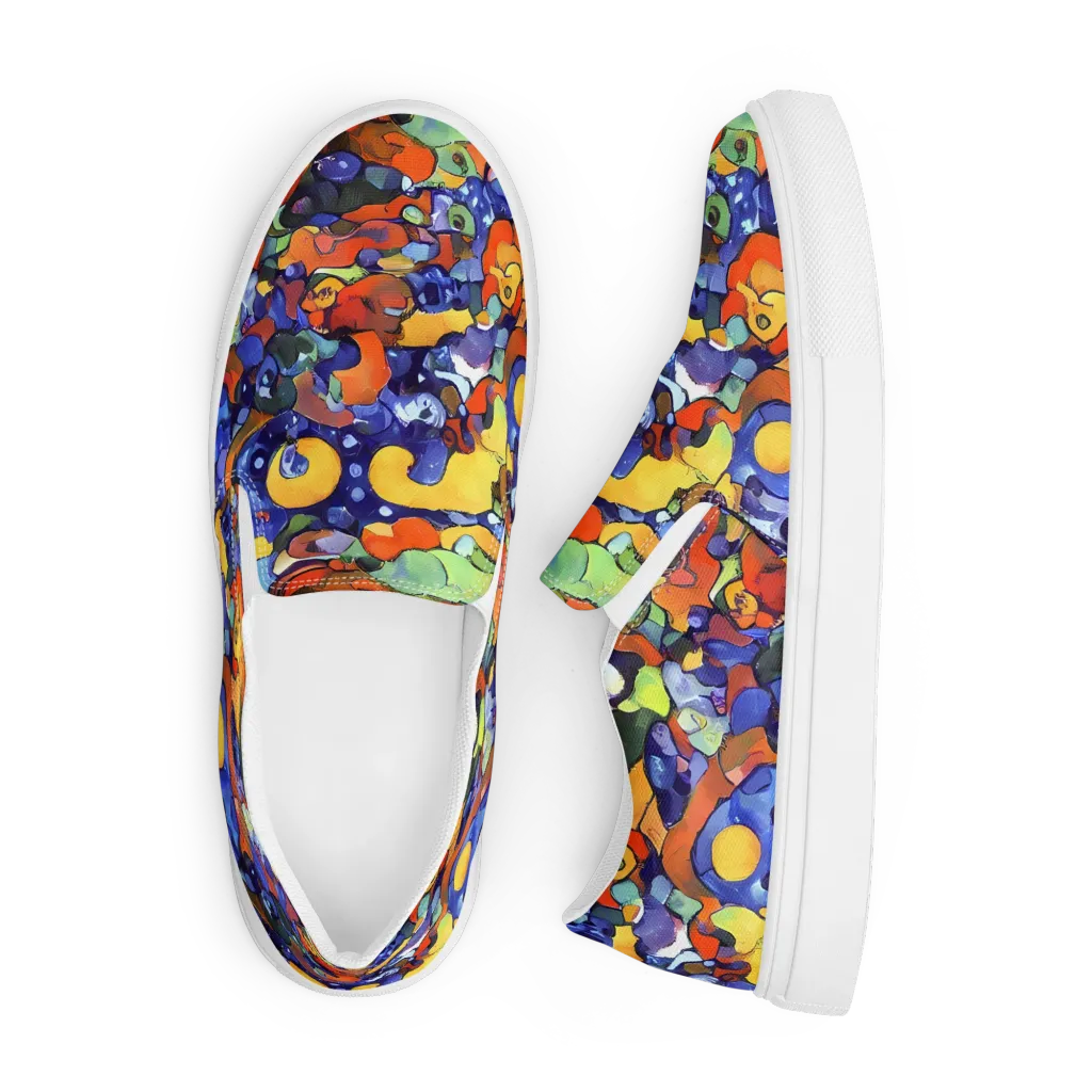 Tangerine Tangle on Men's Slip-On Canvas Shoes — Front