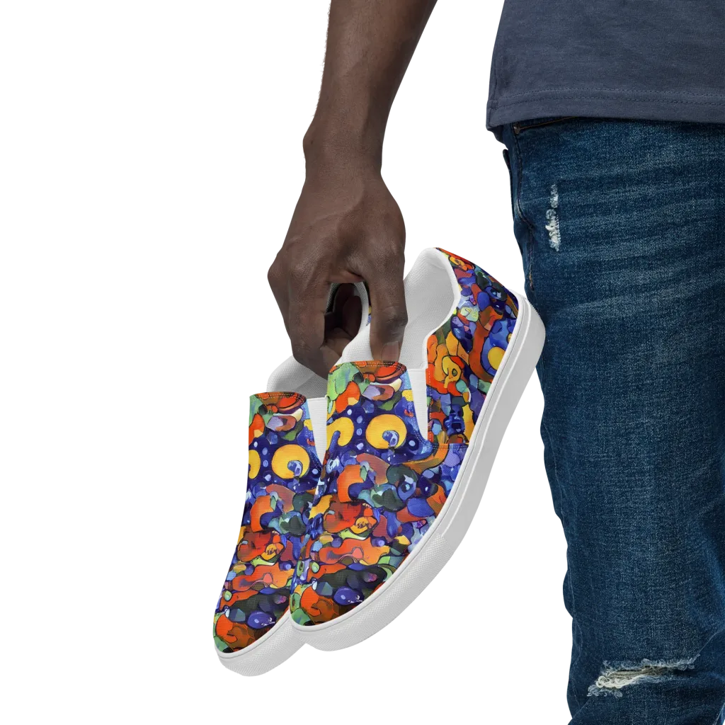 Tangerine Tangle on Men's Slip-On Canvas Shoes — Left Front